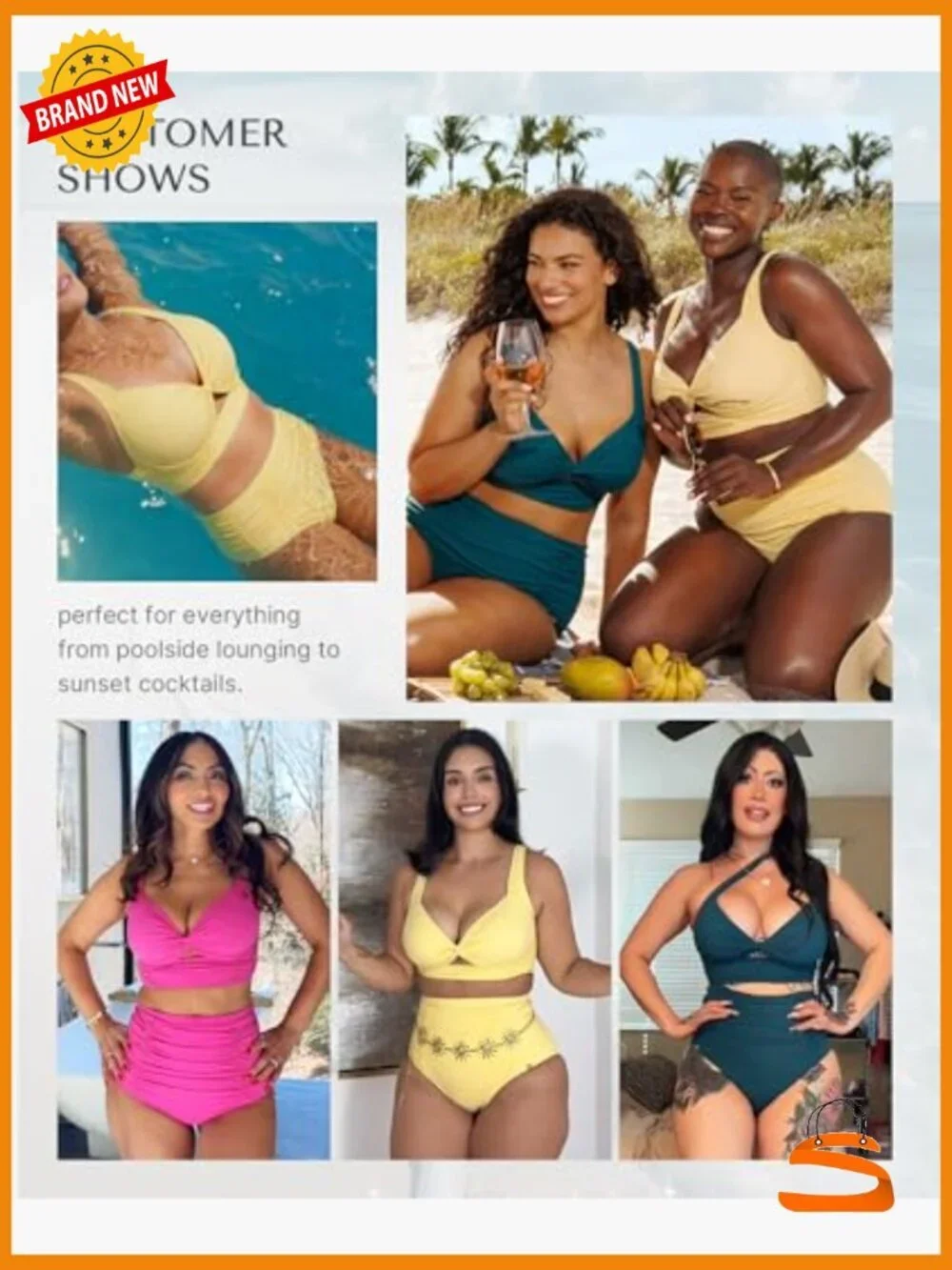 High Waisted Tummy Control Bikini Set with Twist Front and Racerback